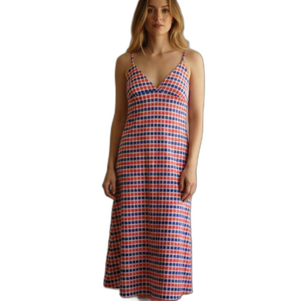 Vintage Regency Polka Dot Red White Blue Sexy Lingerie Slip Dress Nightgown Gown